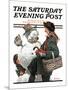 "Gramps and the Snowman" Saturday Evening Post Cover, December 20,1919-Norman Rockwell-Mounted Premium Giclee Print