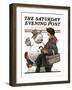 "Gramps and the Snowman" Saturday Evening Post Cover, December 20,1919-Norman Rockwell-Framed Giclee Print