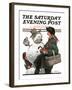 "Gramps and the Snowman" Saturday Evening Post Cover, December 20,1919-Norman Rockwell-Framed Giclee Print