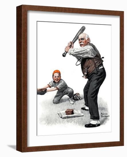 "Gramps at the Plate", August 5,1916-Norman Rockwell-Framed Giclee Print