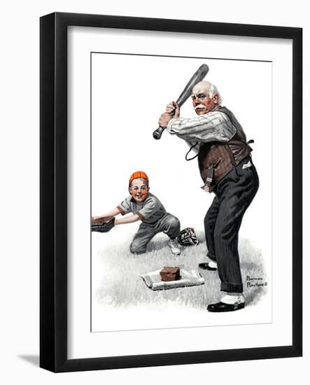 "Gramps at the Plate", August 5,1916-Norman Rockwell-Framed Giclee Print