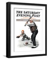 "Gramps at the Plate" Saturday Evening Post Cover, August 5,1916-Norman Rockwell-Framed Premium Giclee Print