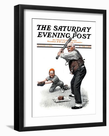 "Gramps at the Plate" Saturday Evening Post Cover, August 5,1916-Norman Rockwell-Framed Premium Giclee Print