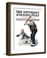 "Gramps at the Plate" Saturday Evening Post Cover, August 5,1916-Norman Rockwell-Framed Giclee Print