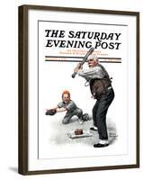 "Gramps at the Plate" Saturday Evening Post Cover, August 5,1916-Norman Rockwell-Framed Giclee Print