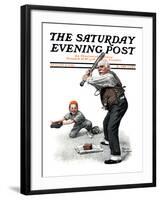 "Gramps at the Plate" Saturday Evening Post Cover, August 5,1916-Norman Rockwell-Framed Giclee Print