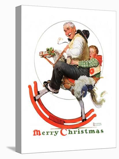 "Gramps on Rocking Horse", December 16,1933-Norman Rockwell-Stretched Canvas