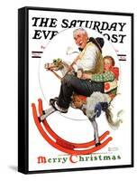 "Gramps on Rocking Horse" Saturday Evening Post Cover, December 16,1933-Norman Rockwell-Framed Stretched Canvas