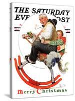 "Gramps on Rocking Horse" Saturday Evening Post Cover, December 16,1933-Norman Rockwell-Stretched Canvas