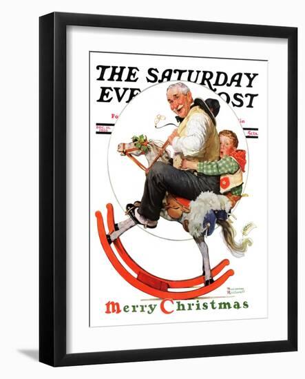 "Gramps on Rocking Horse" Saturday Evening Post Cover, December 16,1933-Norman Rockwell-Framed Giclee Print