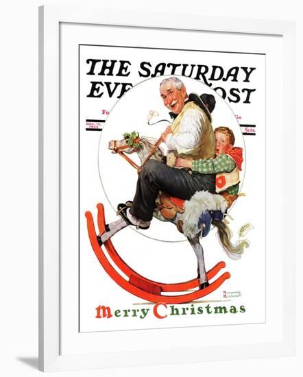 "Gramps on Rocking Horse" Saturday Evening Post Cover, December 16,1933-Norman Rockwell-Framed Giclee Print