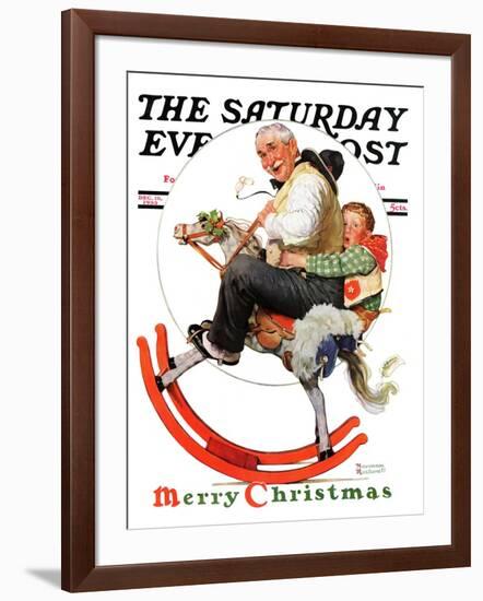 "Gramps on Rocking Horse" Saturday Evening Post Cover, December 16,1933-Norman Rockwell-Framed Giclee Print