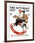"Gramps on Rocking Horse" Saturday Evening Post Cover, December 16,1933-Norman Rockwell-Framed Giclee Print