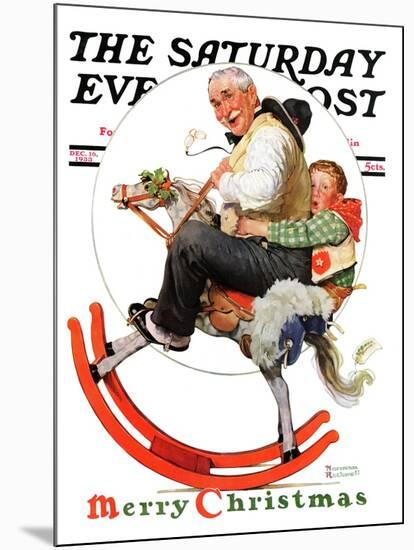 "Gramps on Rocking Horse" Saturday Evening Post Cover, December 16,1933-Norman Rockwell-Mounted Giclee Print