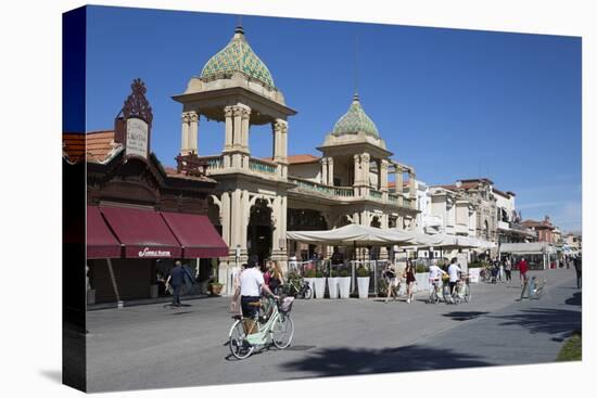 Gran Caffe Margherita and Art Nouveau Buildings Along Seafront Promenade, Viareggio, Tuscany-Stuart Black-Stretched Canvas