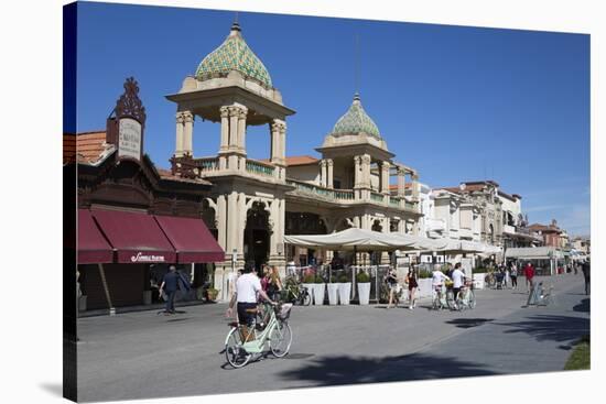 Gran Caffe Margherita and Art Nouveau Buildings Along Seafront Promenade, Viareggio, Tuscany-Stuart Black-Stretched Canvas