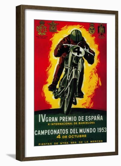 Gran Premio de Espana Vintage Poster - Europe-Lantern Press-Framed Art Print