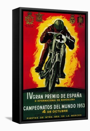 Gran Premio de Espana Vintage Poster - Europe-Lantern Press-Framed Stretched Canvas