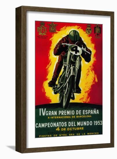 Gran Premio de Espana Vintage Poster - Europe-Lantern Press-Framed Art Print