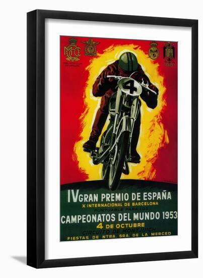 Gran Premio de Espana Vintage Poster - Europe-Lantern Press-Framed Art Print