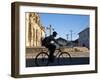 Granada, Man Riding Bike Past Iglesia De La Merced, Nicaragua-Jane Sweeney-Framed Photographic Print