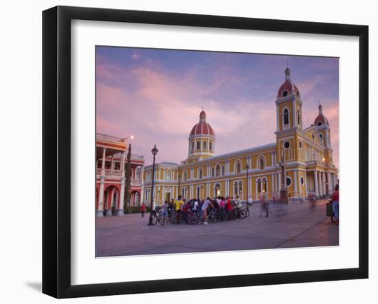 Granada, Park Colon, Park Central, Cathedral De Granada at Sunset, Nicaragua-Jane Sweeney-Framed Photographic Print