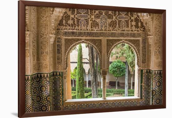 Granada, Spain, Alhambra, Close Up of Architecture in Nasrid Palace-Bill Bachmann-Framed Photographic Print