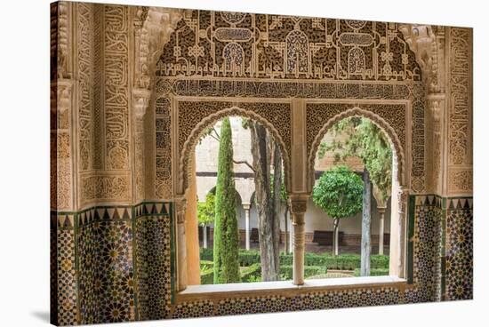 Granada, Spain, Alhambra, Close Up of Architecture in Nasrid Palace-Bill Bachmann-Stretched Canvas