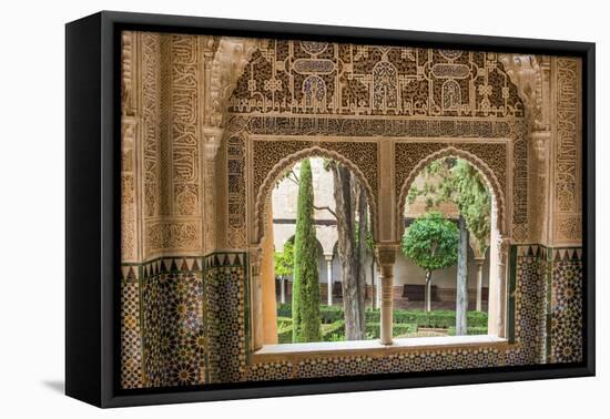 Granada, Spain, Alhambra, Close Up of Architecture in Nasrid Palace-Bill Bachmann-Framed Stretched Canvas