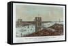 Grand Birds Eye View of the Great East River Suspension Bridge by Currier & Ives-null-Framed Stretched Canvas