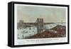 Grand Birds Eye View of the Great East River Suspension Bridge by Currier & Ives-null-Framed Stretched Canvas