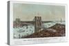 Grand Birds Eye View of the Great East River Suspension Bridge by Currier & Ives-null-Stretched Canvas