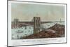 Grand Birds Eye View of the Great East River Suspension Bridge by Currier & Ives-null-Mounted Giclee Print