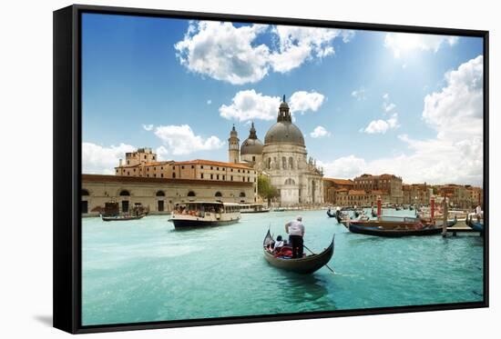 Grand Canal And Basilica Santa Maria Della Salute, Venice, Italy And Sunny Day-Iakov Kalinin-Framed Stretched Canvas