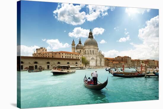 Grand Canal And Basilica Santa Maria Della Salute, Venice, Italy And Sunny Day-Iakov Kalinin-Stretched Canvas