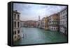 Grand Canal and Bell Tower from Rialto Bridge, Venice, Italy-Darrell Gulin-Framed Stretched Canvas