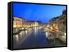 Grand Canal at Dusk, Venice, UNESCO World Heritage Site, Veneto, Italy, Europe-Amanda Hall-Framed Stretched Canvas