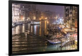 Grand Canal from Rialto Bridge during rare snowfall on a winter evening, Venice, UNESCO World Herit-Eleanor Scriven-Framed Photographic Print