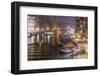 Grand Canal from Rialto Bridge during rare snowfall on a winter evening, Venice, UNESCO World Herit-Eleanor Scriven-Framed Photographic Print