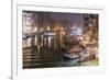 Grand Canal from Rialto Bridge during rare snowfall on a winter evening, Venice, UNESCO World Herit-Eleanor Scriven-Framed Photographic Print