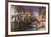 Grand Canal from Rialto Bridge during rare snowfall on a winter evening, Venice, UNESCO World Herit-Eleanor Scriven-Framed Photographic Print