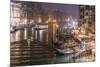 Grand Canal from Rialto Bridge during rare snowfall on a winter evening, Venice, UNESCO World Herit-Eleanor Scriven-Mounted Photographic Print