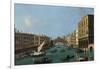 Grand Canal from the South, the Palazzo Foscari to the Right and the Rialto Bridge Beyond-Canaletto-Framed Giclee Print