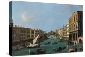 Grand Canal from the South, the Palazzo Foscari to the Right and the Rialto Bridge Beyond-Canaletto-Stretched Canvas