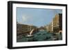 Grand Canal from the South, the Palazzo Foscari to the Right and the Rialto Bridge Beyond-Canaletto-Framed Giclee Print