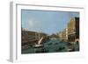 Grand Canal from the South, the Palazzo Foscari to the Right and the Rialto Bridge Beyond-Canaletto-Framed Giclee Print
