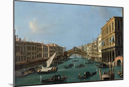 Grand Canal from the South, the Palazzo Foscari to the Right and the Rialto Bridge Beyond-Canaletto-Mounted Giclee Print