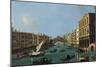 Grand Canal from the South, the Palazzo Foscari to the Right and the Rialto Bridge Beyond-Canaletto-Mounted Giclee Print