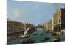 Grand Canal from the South, the Palazzo Foscari to the Right and the Rialto Bridge Beyond-Canaletto-Mounted Giclee Print