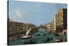 Grand Canal from the South, the Palazzo Foscari to the Right and the Rialto Bridge Beyond-Canaletto-Stretched Canvas